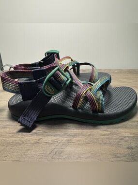 Chaco Kids' Rainbow Stripe Strap Sandals with Black Footbed